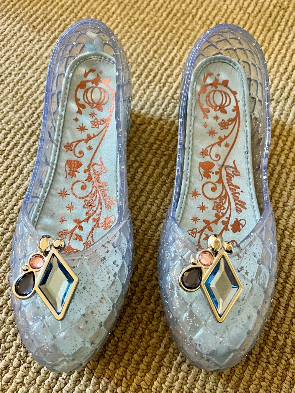 Girls Cinderella Shoes Light Up Sparkly Jelly Heels with Gem Accents